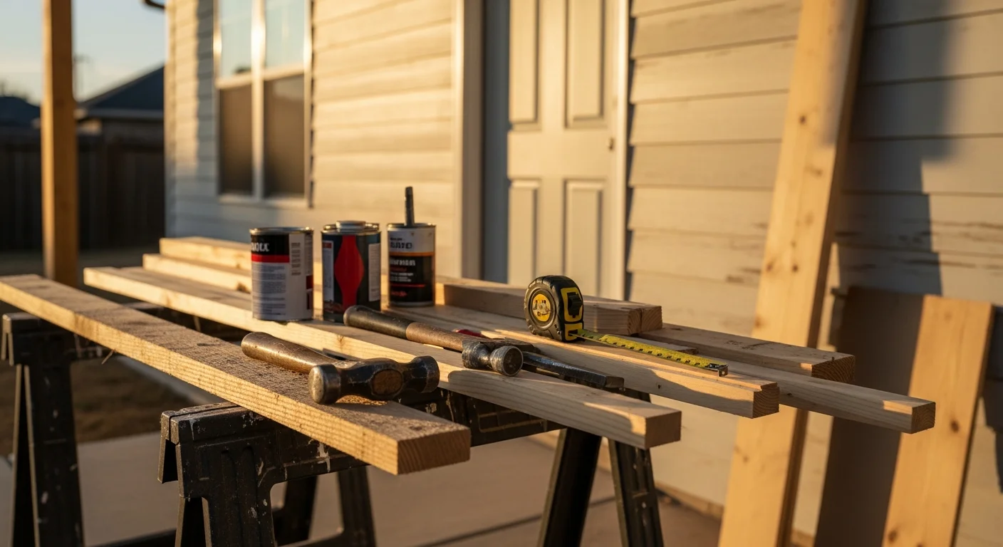 Carpenter installing custom wood trim and finishing interior space