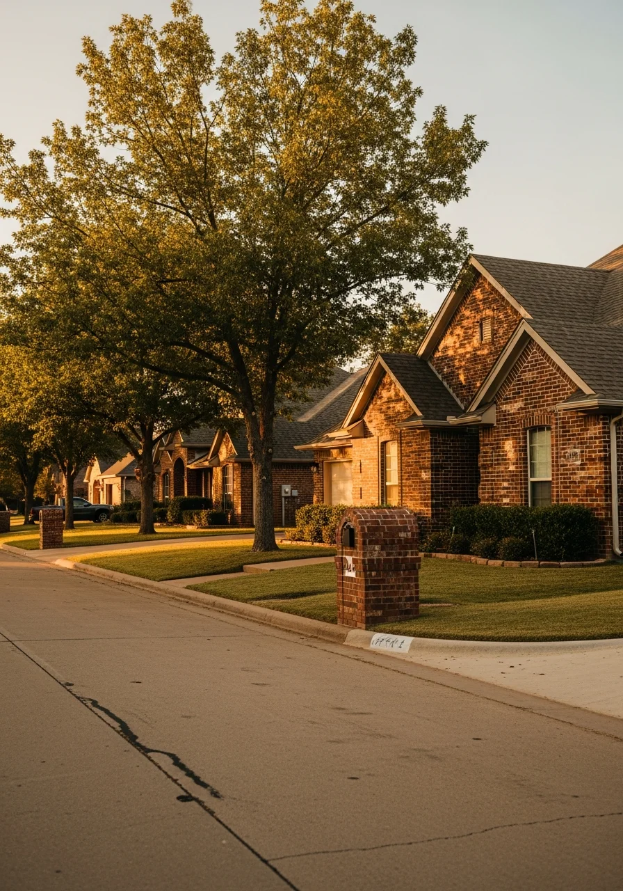 Portrait view of a Moore home with front yard and neighborhood setting.